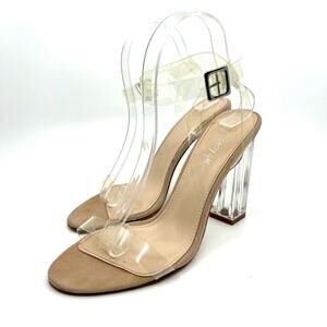 Nasty Gal Clear Chunky Heel Sandals Women's 7 US